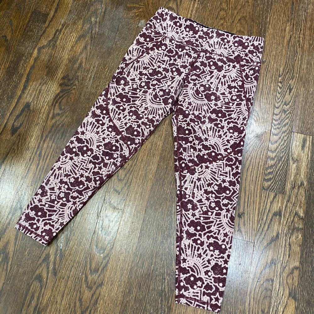 Sweaty Betty The Power Leggings Size Medium 7/8 Length Abstract Burgundy Print - Picture 2 of 9